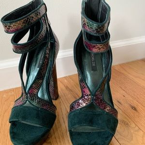 Rachel Zoe green snakeskin heels